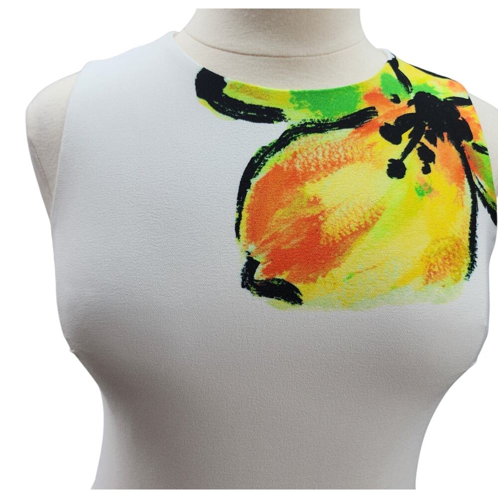 Lauren Ralph Lauren Dress 12P White Floral Shift Sleeveless Lined Stretch Career - Picture 5 of 12